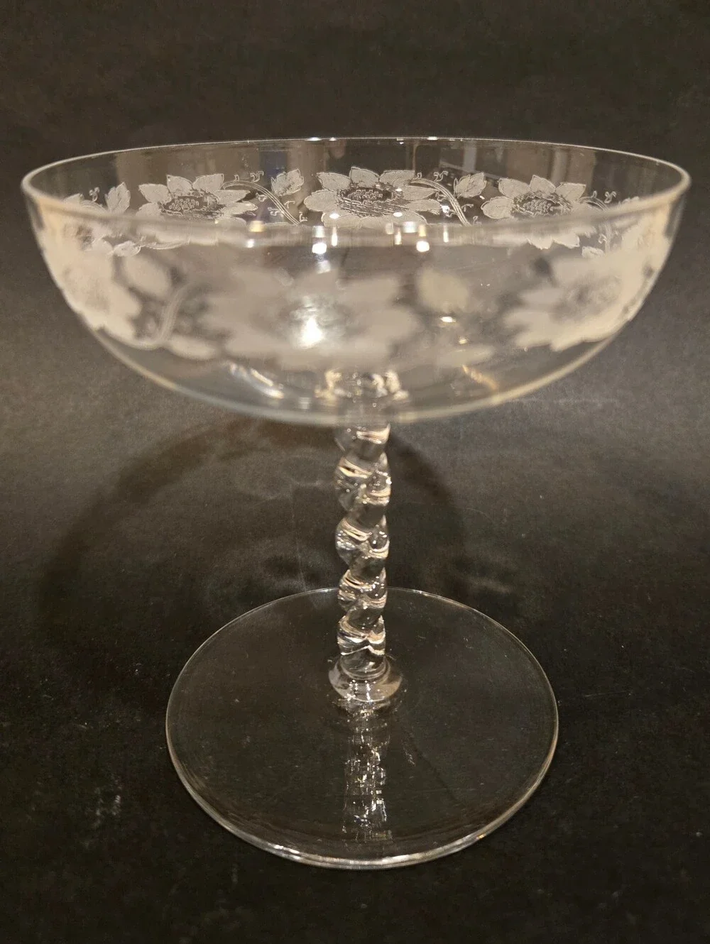 Fostoria Etched Springtime Wine Glass